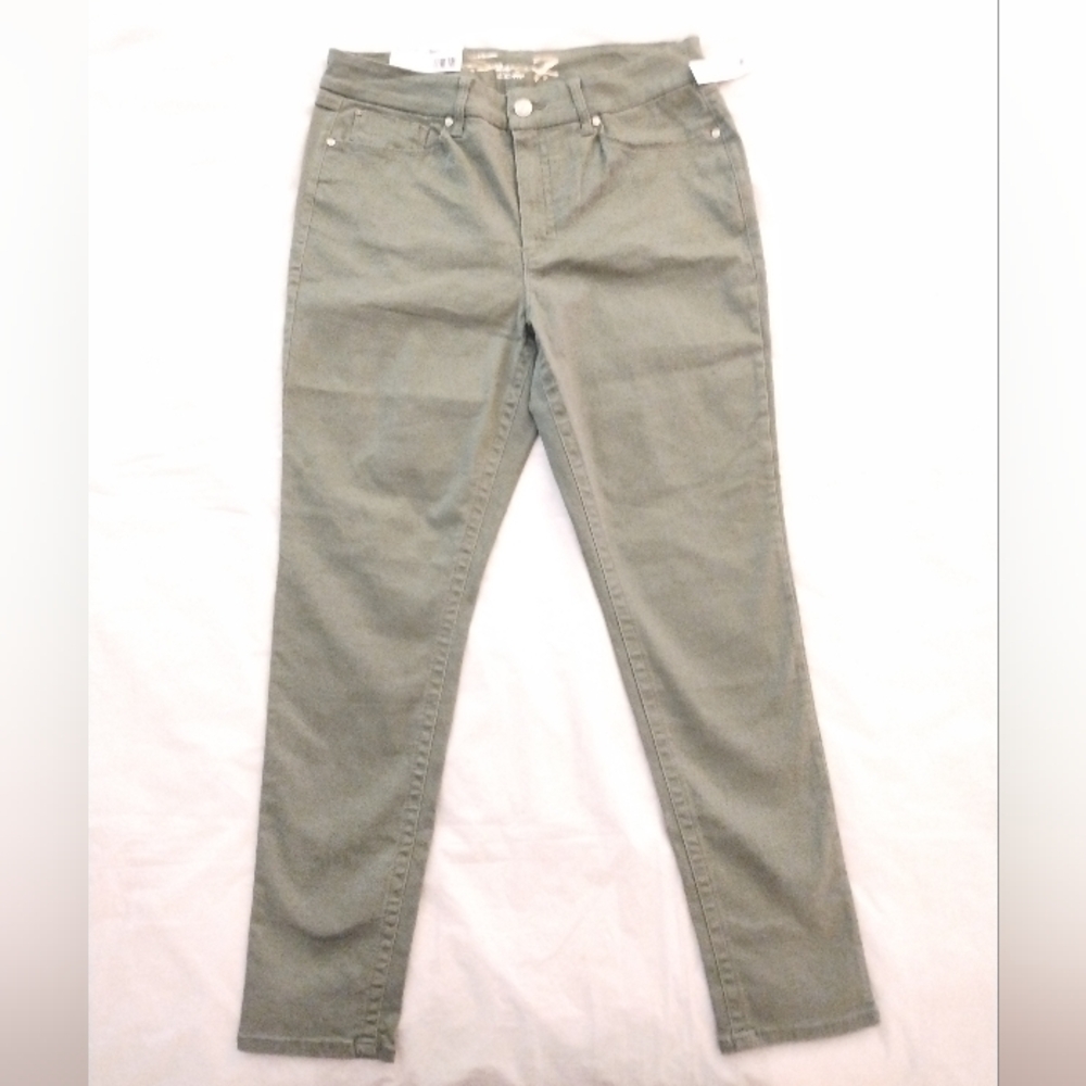 NWT Seven7 TUMMY LESS SKINNY High Rise Stretch Jeans green size 16